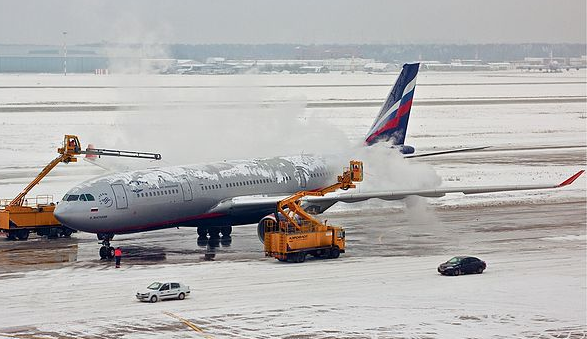 Aeroflot A330 being deiced
