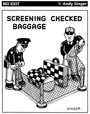Andy Singer: Screening Checkered Baggage